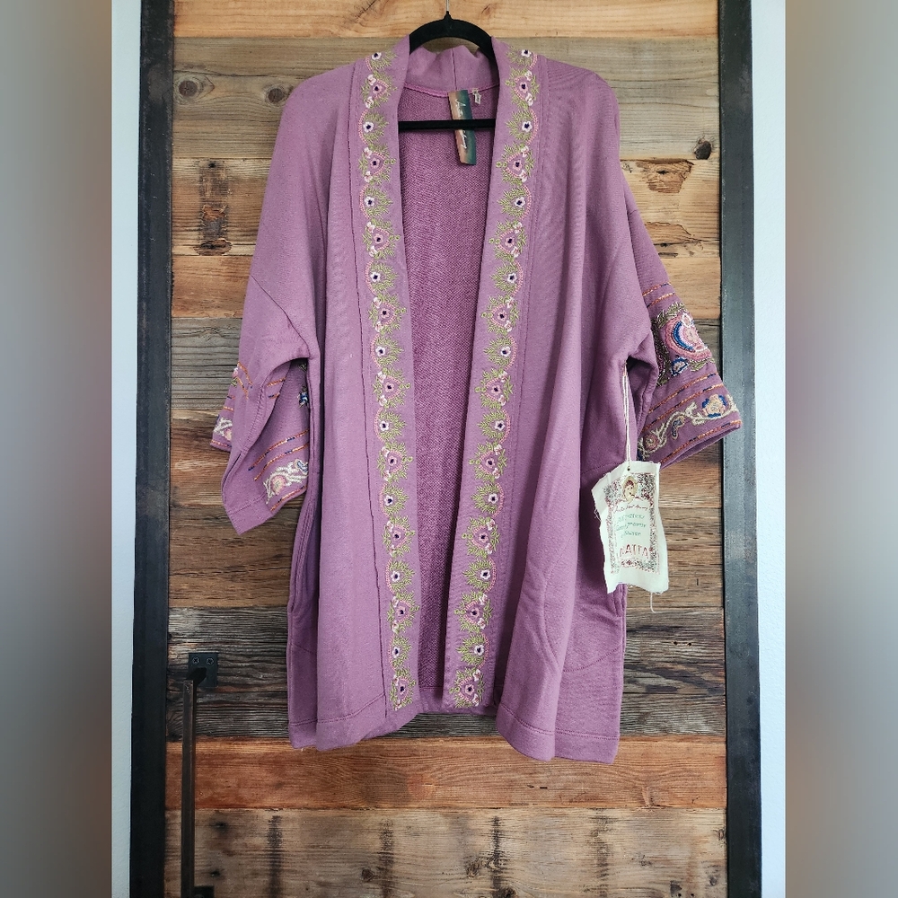NWT ARATTA JULIETTE EMBELLISHED FRENCH TERRY KIMONO JACKET - Picture 8 of 13